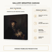 Rembrandt - Man with a Sword gallery wrap canvas construction and hanging details infographic