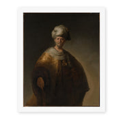 Rembrandt's 'Man in Oriental Costume' painting reproduced as a rolled canvas print