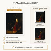 Rembrandt - Minerva canvas print size comparison and framing display infographic