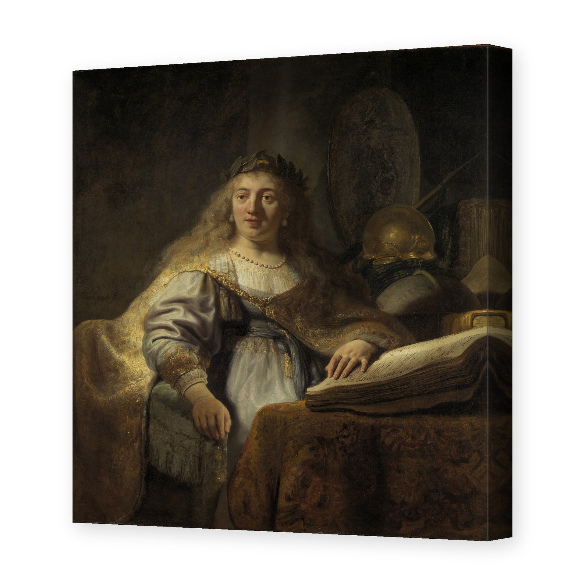 Rembrandt's 'Minerva in Her Study' painting reproduced as a gallery-wrapped canvas print