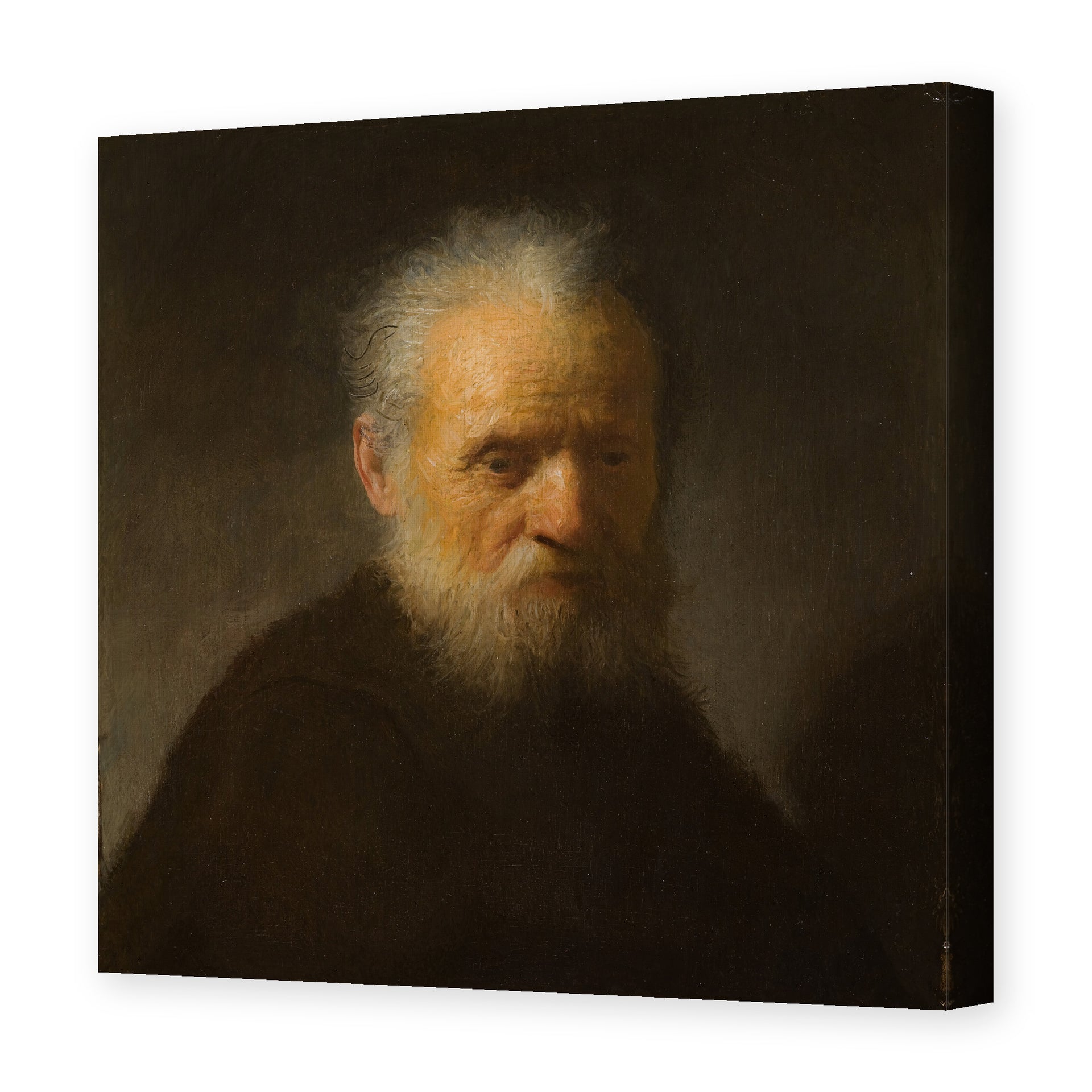 Rembrandt's 'Old Man with Beard' painting reproduced as a gallery-wrapped canvas print