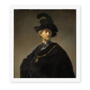 Rembrandt's 'Old Man with a Gold Chain' painting reproduced as a rolled canvas print