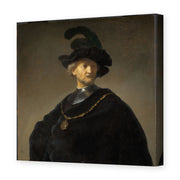 Rembrandt's 'Old Man with a Gold Chain' painting reproduced as a gallery-wrapped canvas print