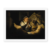 Rembrandt's 'Parable of the Rich Man' painting reproduced as a rolled canvas print