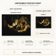 Rembrandt - Parable of the Rich Man poster print size comparison and framing display infographic