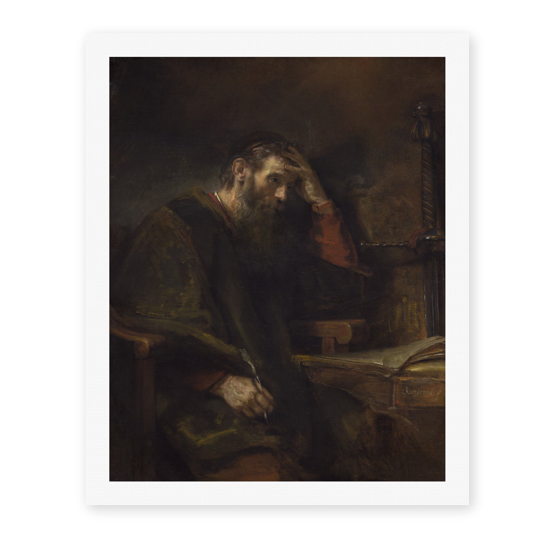 Rembrandt's 'Paul the Apostle' painting reproduced as a rolled canvas print