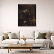 Gallery-wrapped canvas print of Rembrandt's Paul the Apostle displayed on a wall in a living room
