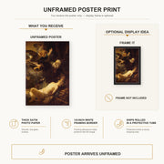 Rembrandt - Sacrifice of Isaac poster print size comparison and framing display infographic