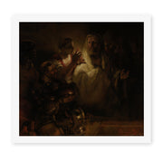 Rembrandt's 'St. Peter's Denial' painting reproduced as a rolled canvas print