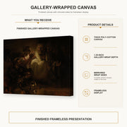 Rembrandt - St. Peter's Denial gallery wrap canvas construction and hanging details infographic