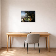 Unframed poster print of Rembrandt's The Abduction of Europa displayed on a wall in an office