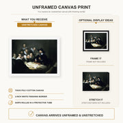 Rembrandt - The Anatomy Lesson of Dr. Nicolaes Tulp canvas print size comparison and framing display infographic