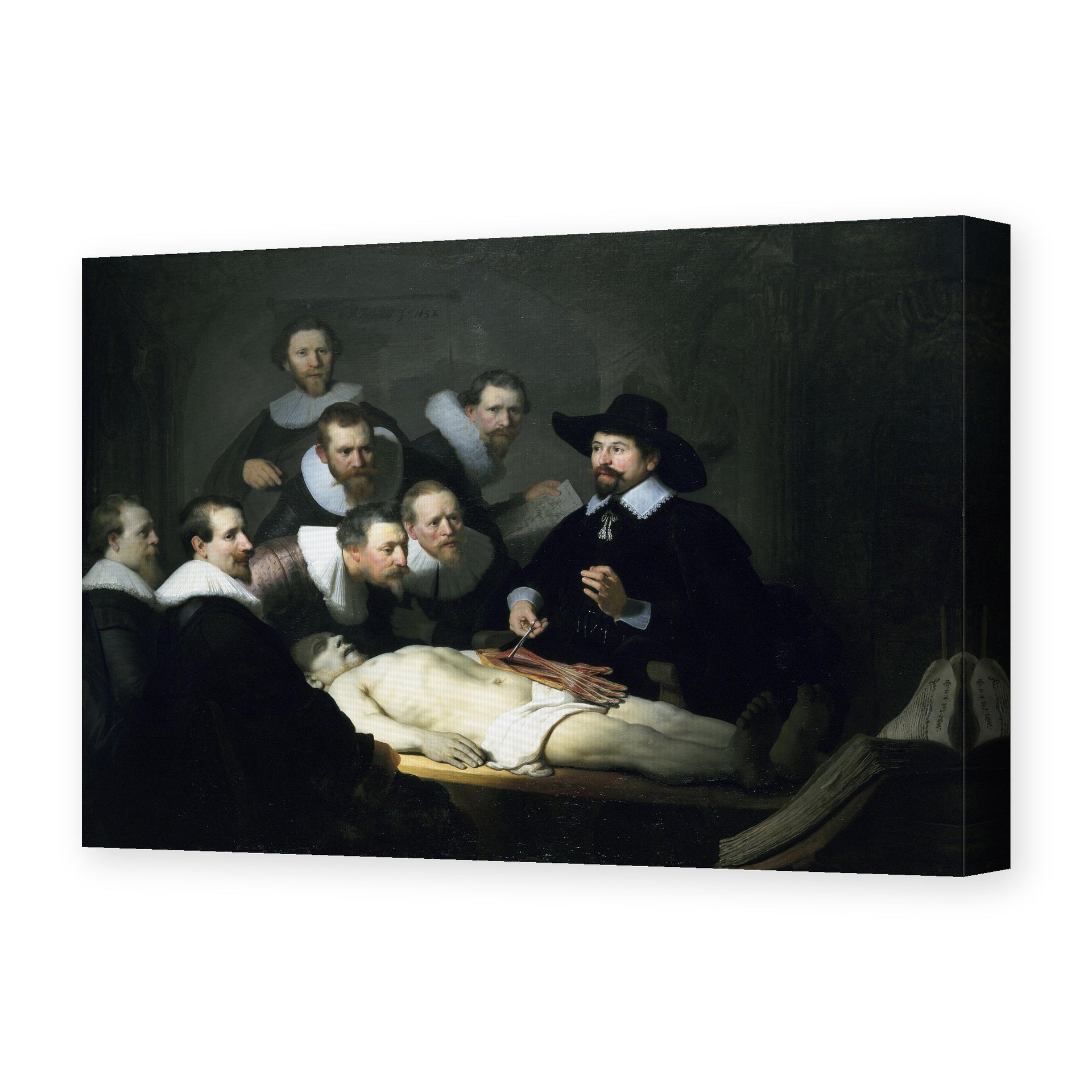 Rembrandt's 'The Anatomy Lesson of Dr. Nicolaes Tulp' painting reproduced as a gallery-wrapped canvas print