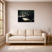 Gallery-wrapped canvas print of Rembrandt's The Anatomy Lesson of Dr. Nicolaes Tulp displayed on a wall in a living room