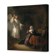 Rembrandt's 'The Annunciation' painting reproduced as a gallery-wrapped canvas print