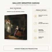 Rembrandt - The Annunciation gallery wrap canvas construction and hanging details infographic