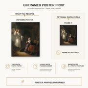 Rembrandt - The Annunciation poster print size comparison and framing display infographic