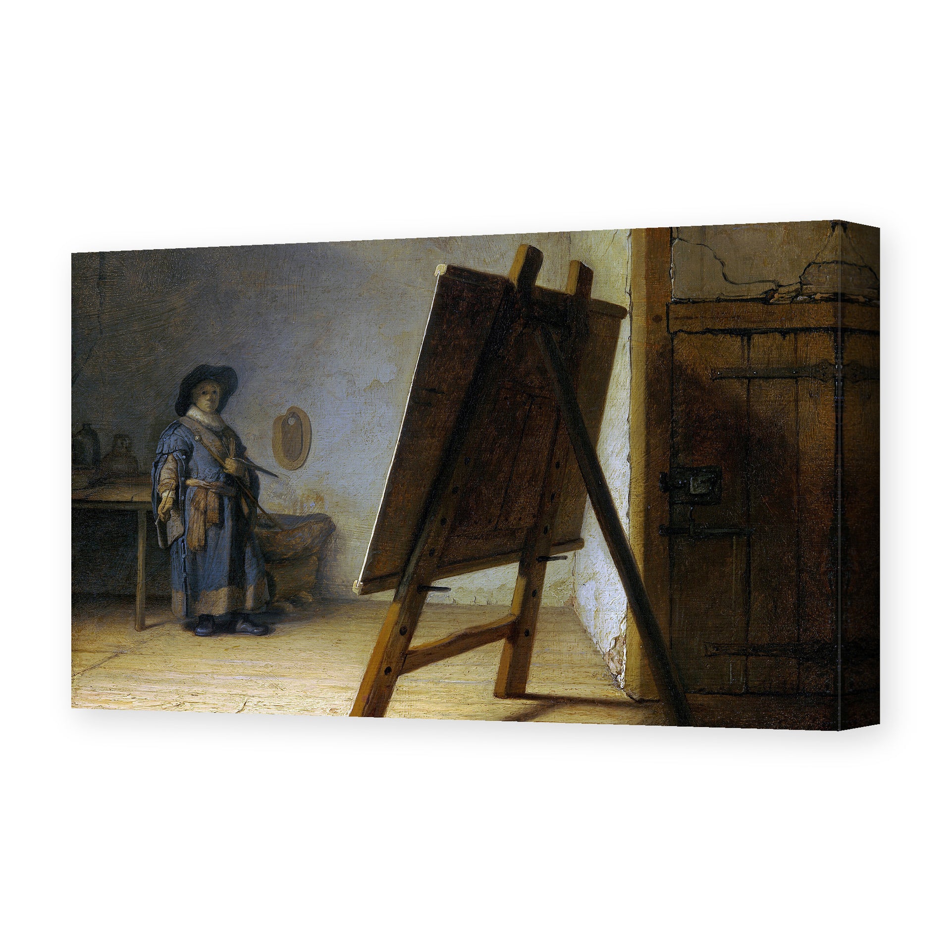 Rembrandt's 'The Artist in his Studio' painting reproduced as a gallery-wrapped canvas print
