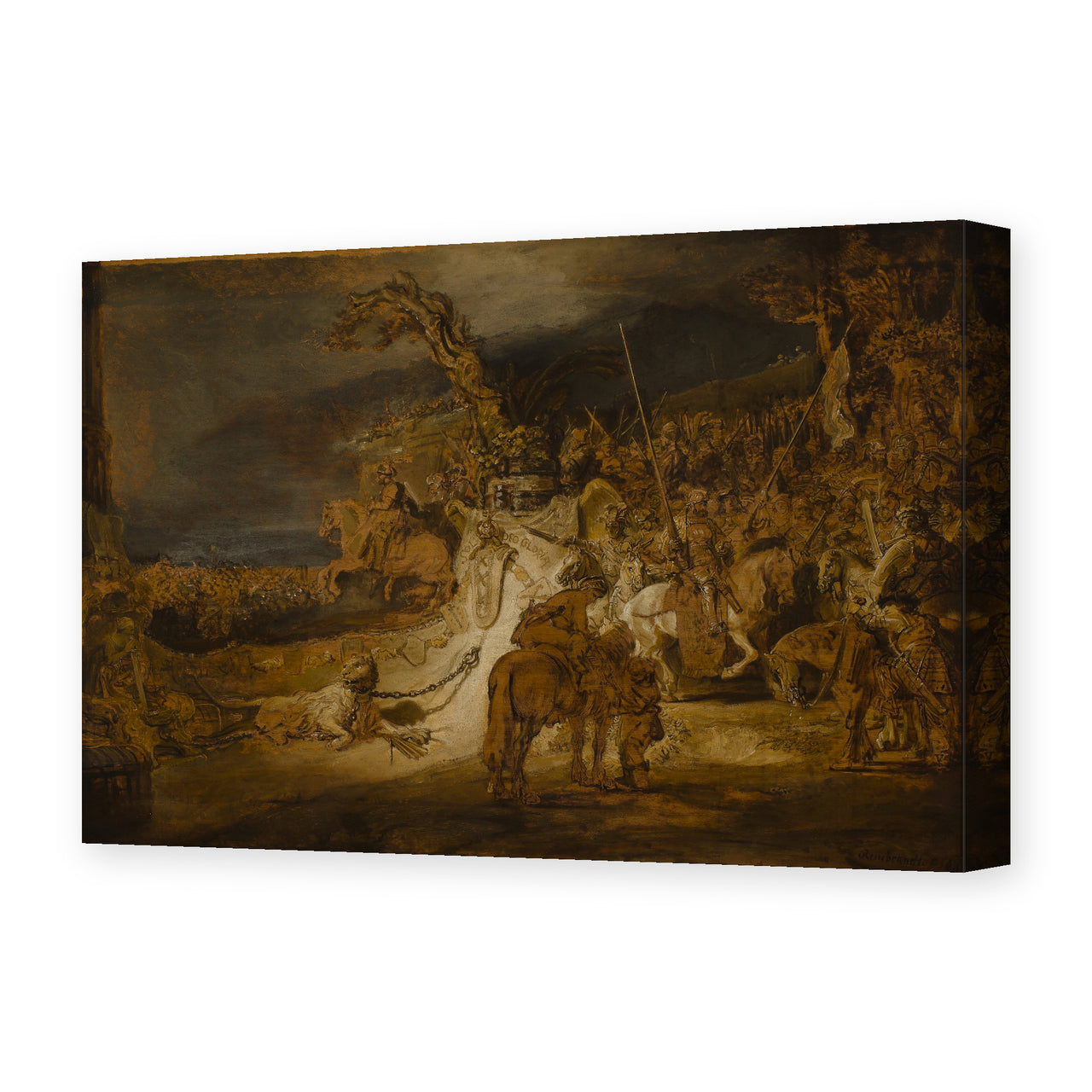Rembrandt's 'The Concord of the State' painting reproduced as a gallery-wrapped canvas print
