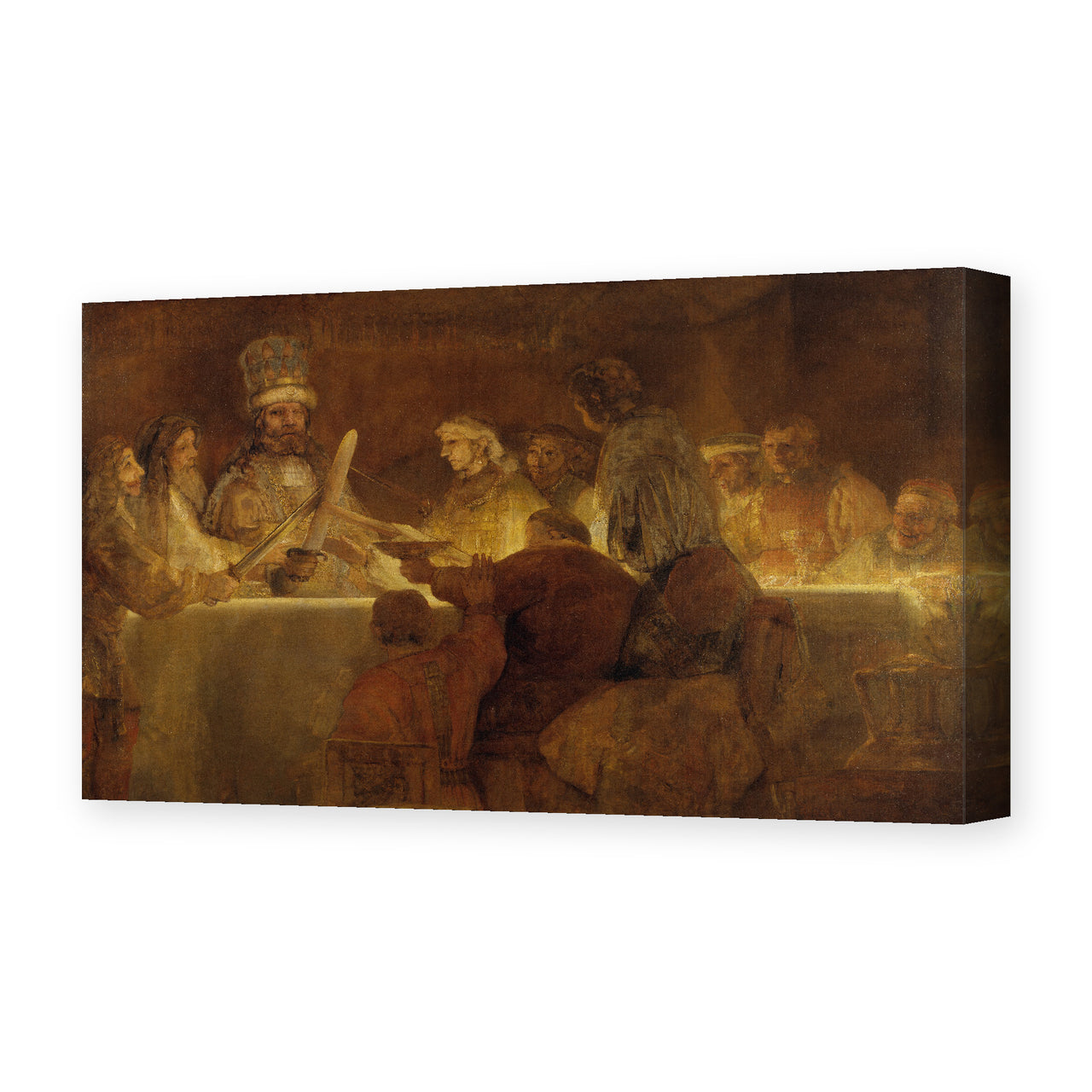 Rembrandt's 'The Conspiracy of Claudius Civilis' painting reproduced as a gallery-wrapped canvas print