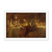 Rembrandt's 'The Conspiracy of Claudius' painting reproduced as a rolled canvas print