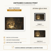 Rembrandt - The Entombment canvas print size comparison and framing display infographic
