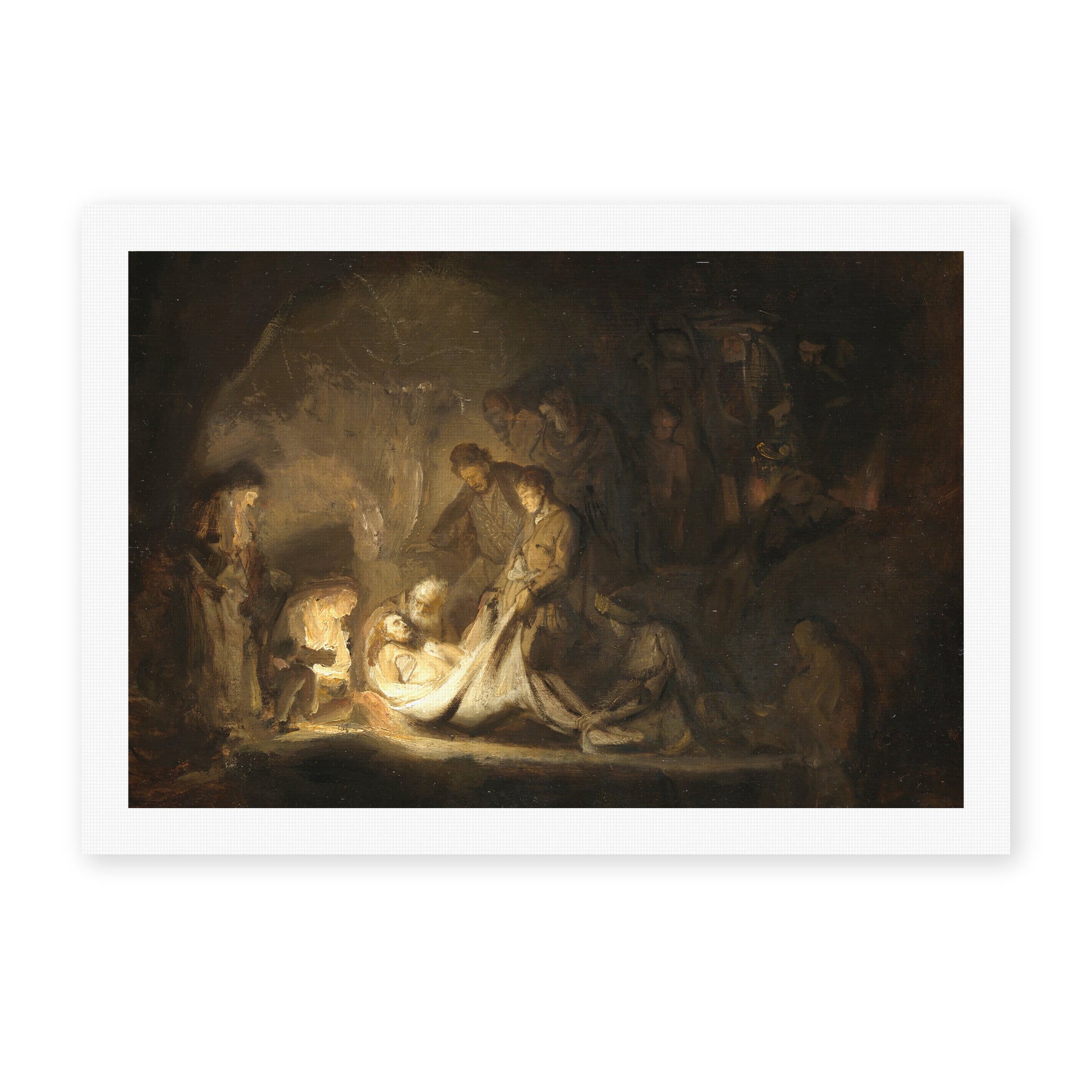Rembrandt's 'The Entombment' painting reproduced as a rolled canvas print
