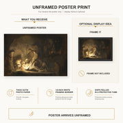 Rembrandt - The Entombment poster print size comparison and framing display infographic