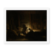 Rembrandt's 'The Holy Family by Night' painting reproduced as a rolled canvas print