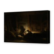 Rembrandt's 'The Holy Family by Night' painting reproduced as a gallery-wrapped canvas print