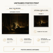Rembrandt - The Holy Family by Night poster print size comparison and framing display infographic
