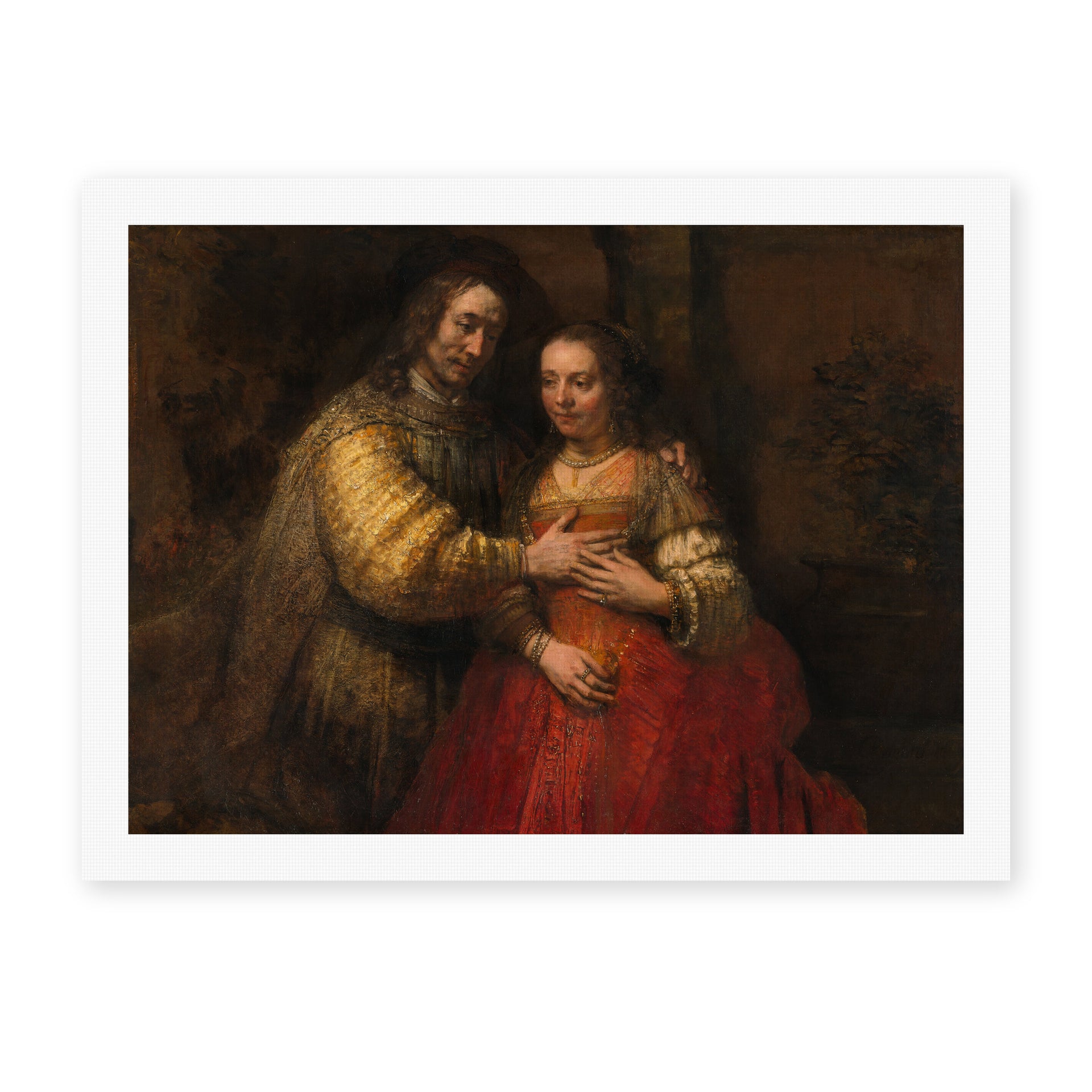 Rembrandt's 'The Jewish Bride' painting reproduced as a rolled canvas print