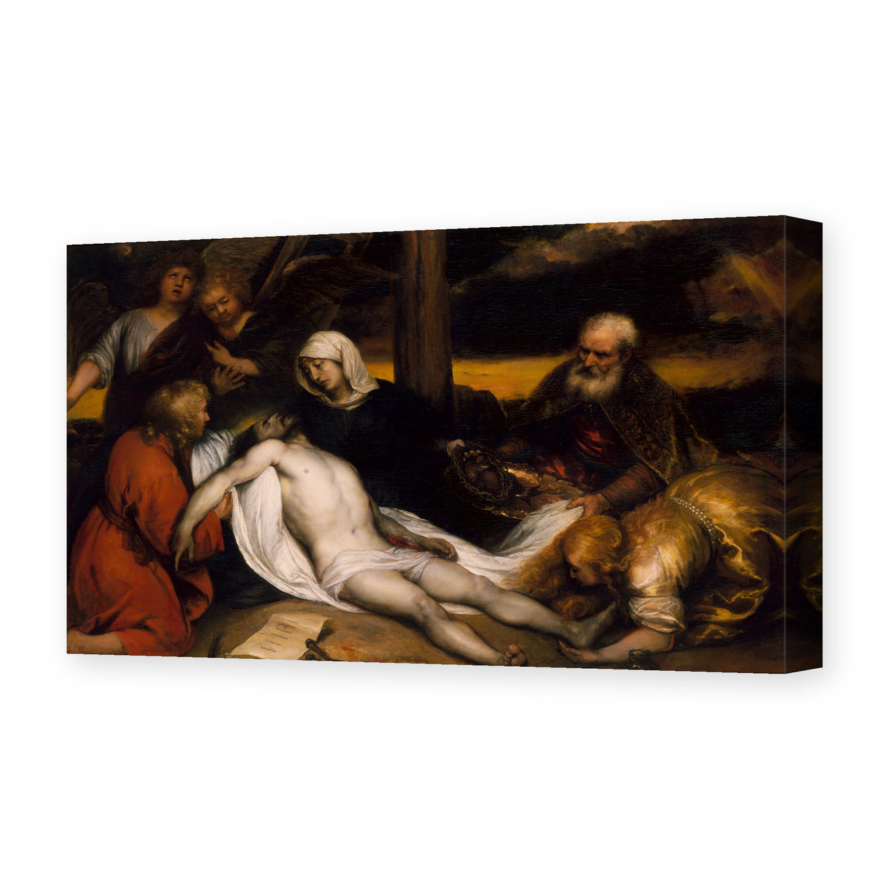 Rembrandt's 'The Lamentation of Christ and Samson and Delilah' painting reproduced as a gallery-wrapped canvas print