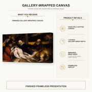 Rembrandt - The Lamentation of Christ and Samson and Delilah gallery wrap canvas construction and hanging details infographic