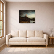 Unframed poster print of Rembrandt's The Mill displayed in a living room, view 1