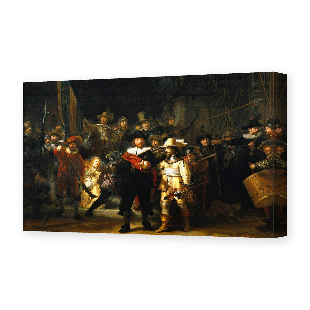Rembrandt's 'The Night Watch' painting reproduced as a gallery-wrapped canvas print