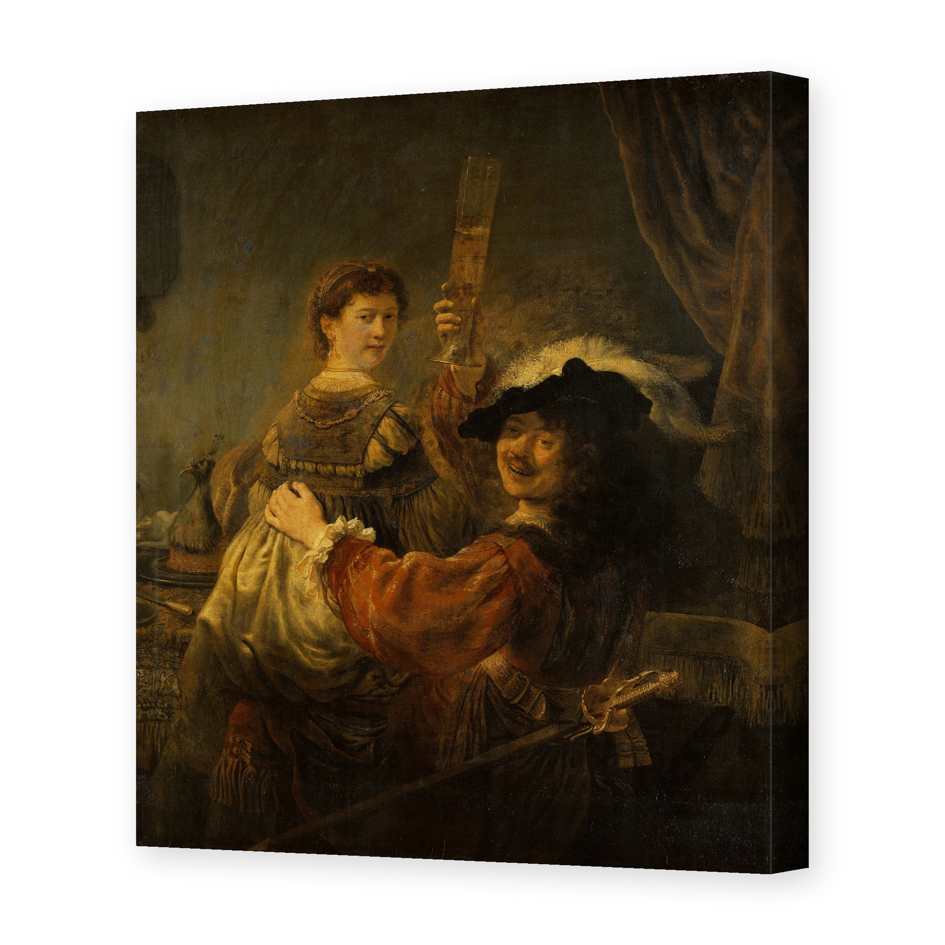 Rembrandt's 'The Prodigal Son in the Brothel' painting reproduced as a gallery-wrapped canvas print