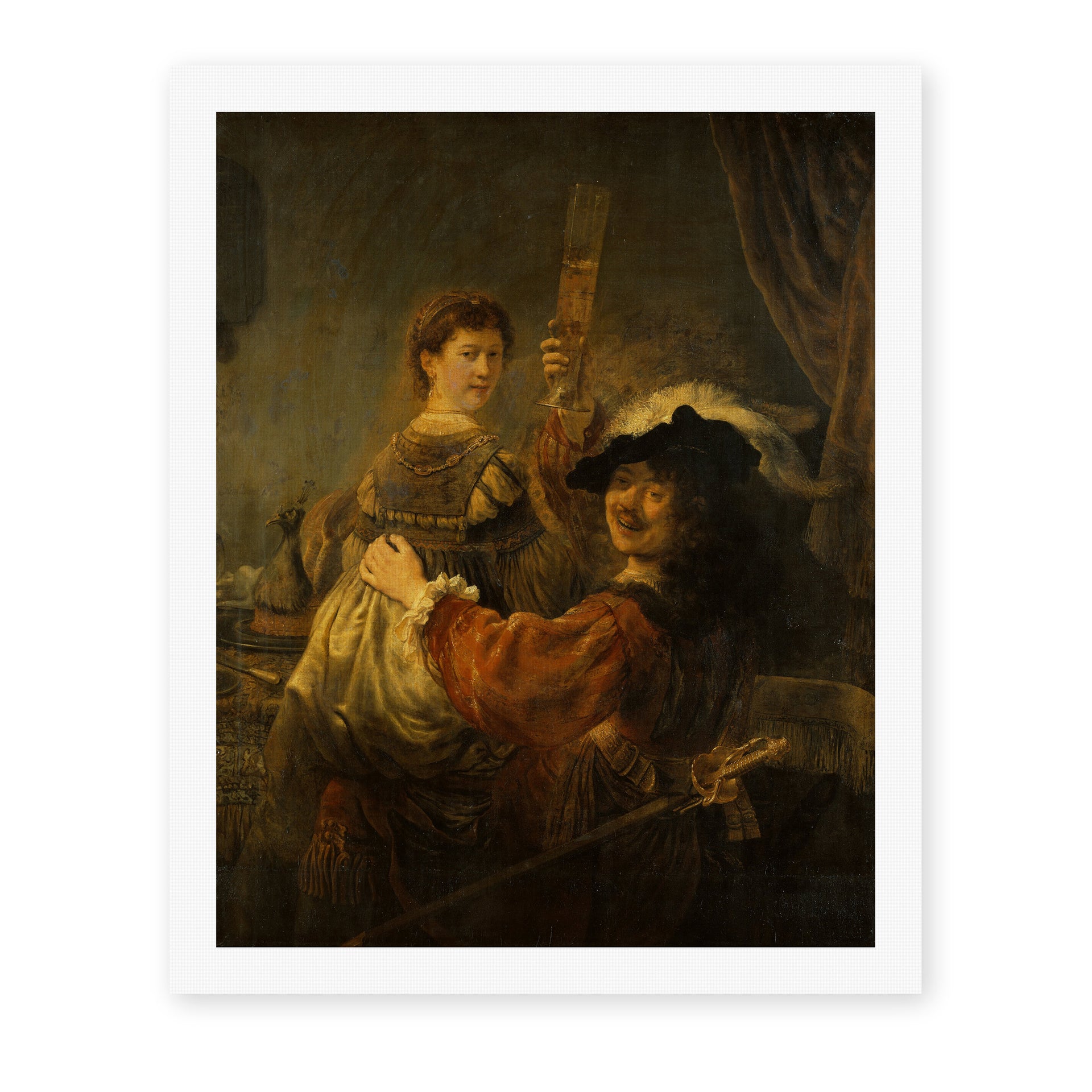 Rembrandt's 'The Prodigal Son in the Tavern' painting reproduced as a rolled canvas print