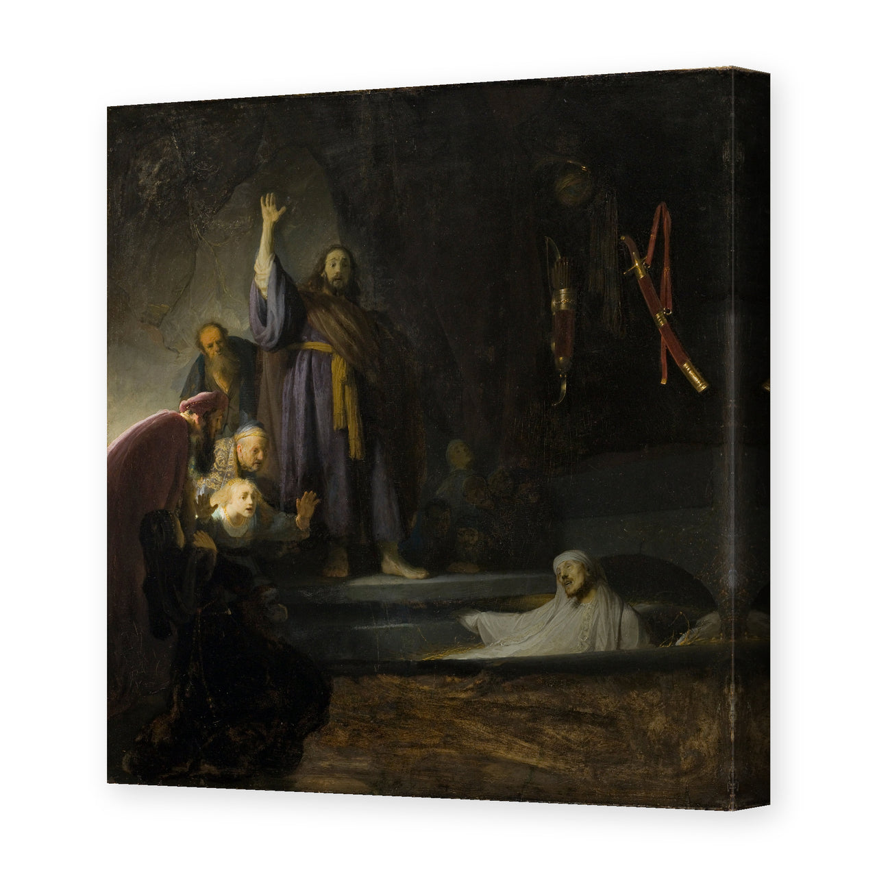 Rembrandt's 'The Raising of Lazarus' painting reproduced as a gallery-wrapped canvas print