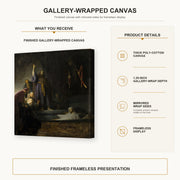 Rembrandt - The Raising of Lazarus gallery wrap canvas construction and hanging details infographic