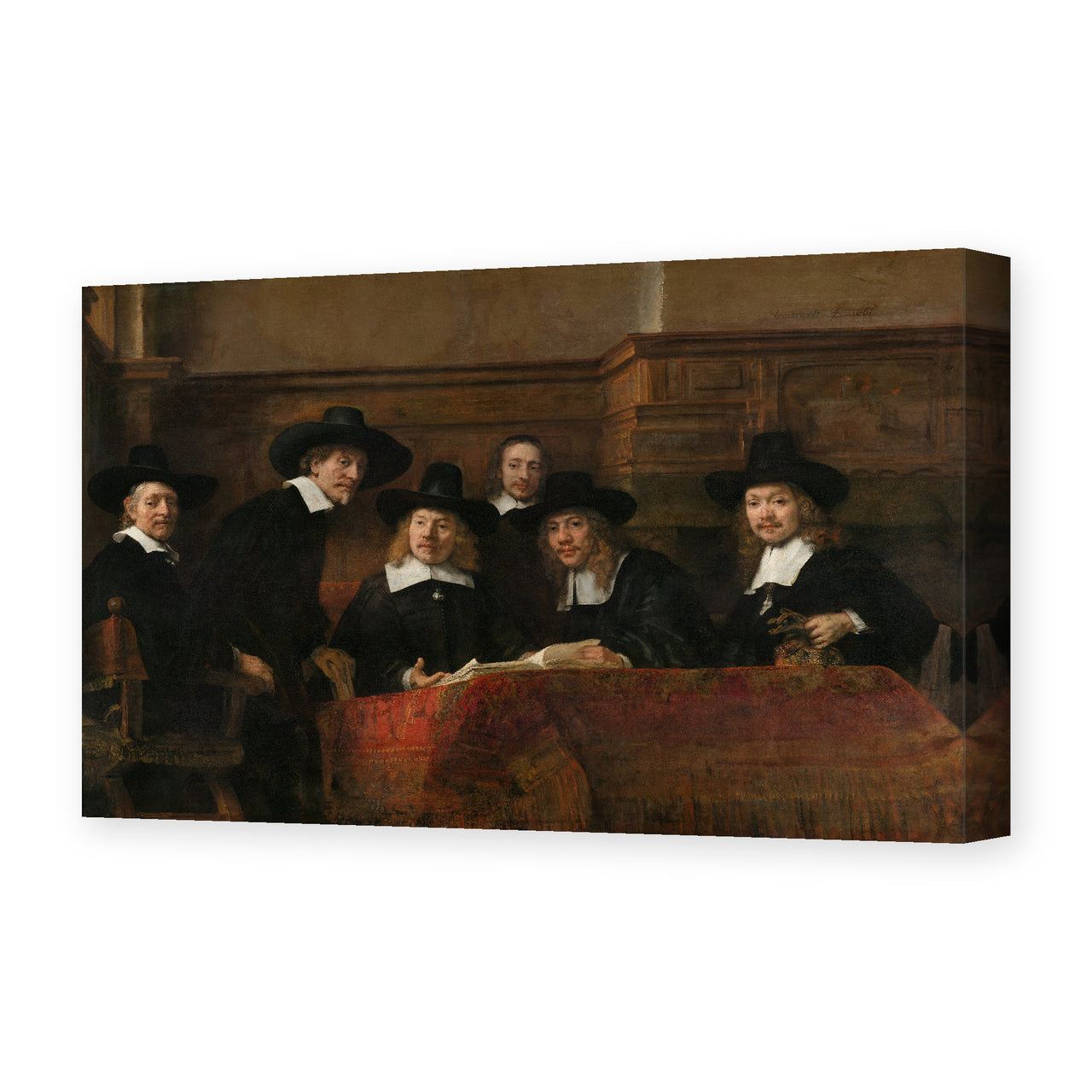 Rembrandt's 'The Sampling Officials' painting reproduced as a gallery-wrapped canvas print