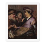 Rembrandt's 'The Spectacle Pedlar (allegory of Sight)' painting reproduced as a rolled canvas print