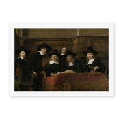 Rembrandt's 'The Syndics of the Clothmakers Guild' painting reproduced as a rolled canvas print