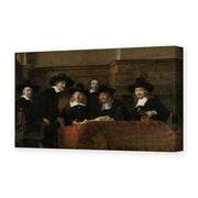 Rembrandt's 'The Syndics of the Clothmakers Guild' painting reproduced as a gallery-wrapped canvas print