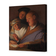Rembrandt's 'The Three Musicians (an Allegory of Hearing)' painting reproduced as a gallery-wrapped canvas print