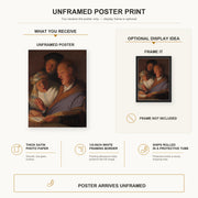 Rembrandt - The Three Musicians (an Allegory of Hearing) poster print size comparison and framing display infographic