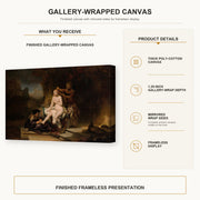 Rembrandt - The Toilet of Bathsheba gallery wrap canvas construction and hanging details infographic