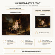 Rembrandt - The Toilet of Bathsheba poster print size comparison and framing display infographic