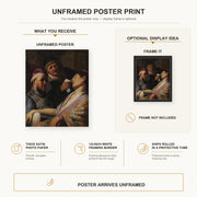 Rembrandt - The Unconscious Patient (allegory of Smell) poster print size comparison and framing display infographic