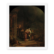 Rembrandt's 'The Visitation' painting reproduced as a rolled canvas print